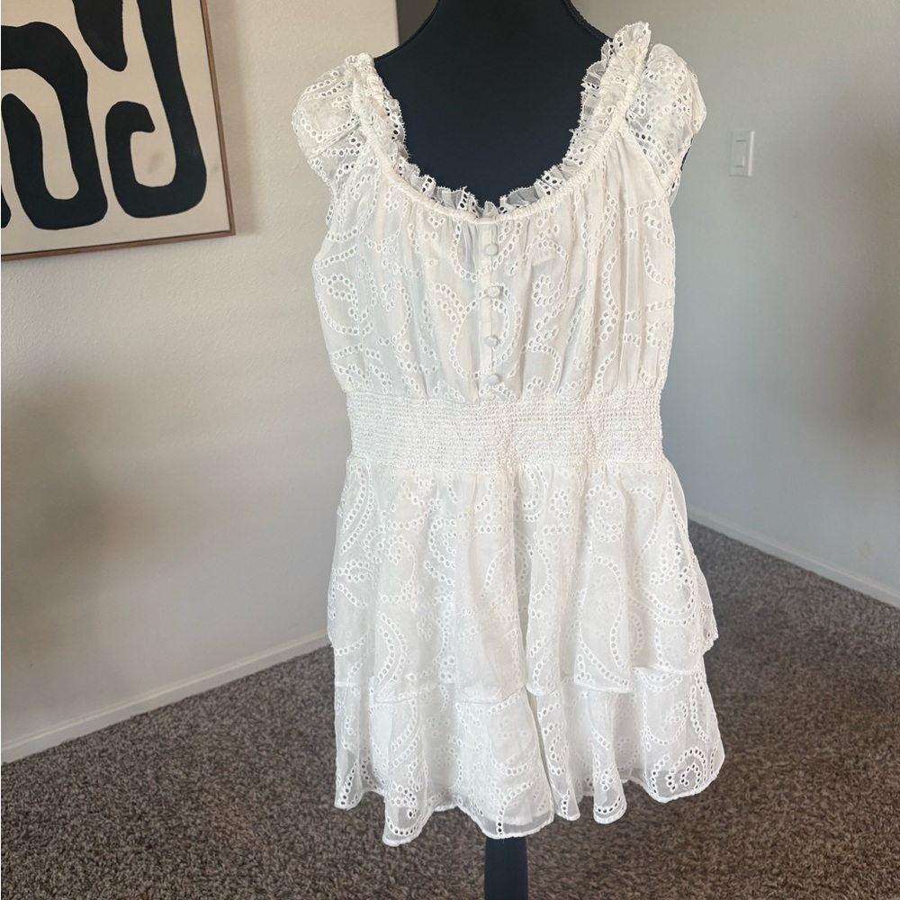 Alice + Olivia White Lace Mini Romper Cottagecore Romantic Size 2